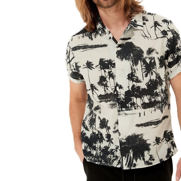 Banana Republic Organic Cotton Relaxed Fit Resort Button Down Camp Shirt L - Picture 1 of 8